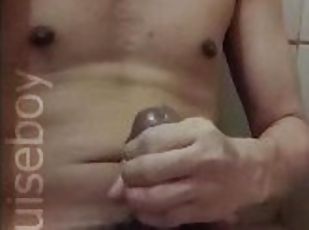 asiatique, amateur, ejaculation-sur-le-corps, gay, solo