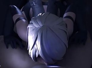 2A Nier Automata Deepthroat with dick in Ass (with sound) 3d animation hentai anime game blowjob dp