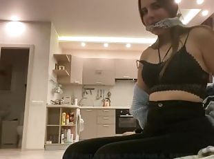 amateur, ados, bdsm, ligotée, fétiche, solo, bâillonnement, bondage