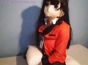 Yumeko Jabami from Kakegurui humping a pillow while strip teasing o...