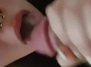 My petite girlfriend can hardly fit my dick in her mouth so I fill ...