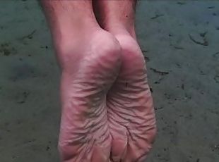 Walking around on those, what do you call 'em? Oh, feet - Manlyfoot...