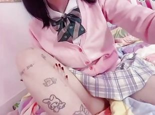 masturbación, coño-pussy, colegiala-schoolgirl, adolescente, juguete, paja, pies, coletas, corrida, anime