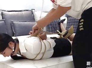 asiatisk, bdsm, fetisj, kineser, bondage, eksotisk, brunette, høye-heler