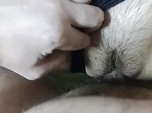 Creampie in my wife's hairy pussy, lots of cum in her narrow hairy ...