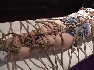 asiatisk, japans, bdsm, fødder, strømper, fetish, bondage, brunette