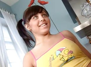 Slutty and busty teen brunettes nailed by a big cock