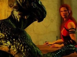 Lizardman gets milked by Sexy Red Head MILF in Bar THE ULTIMATE PLEATURE SKYRIM