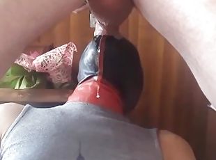 I'm on my knees taking a big cock down my throat, huge facial and o...