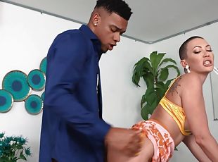 Bald-headed slut Adira Allure gets fucked from behind after giving ...