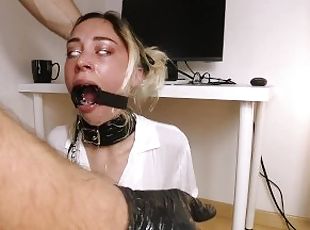 AnaKatana is ring gagged and her throat is tested (blinding lenses)