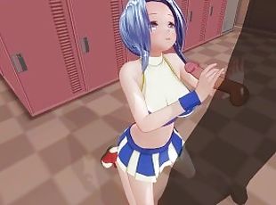 3D HENTAI cheerleader jerks off his coach's cock