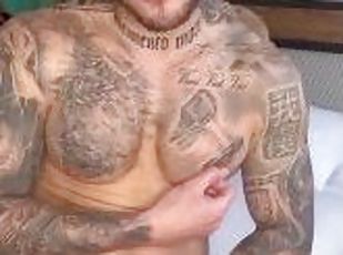 gordo, amador, pénis-grande, gay, bbw, sozinho, musculado, ginásio, tatuagem, pénis