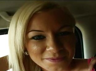 Busty Blonde Babe Shoots Reality Porn Video in a Hummer