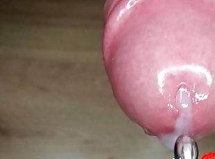 Close up amateur femdom ruined orgasm with urethral sounding. Frenu...