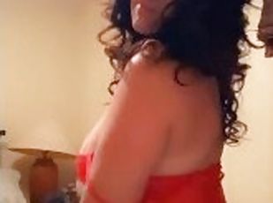 Hot Sexy Big Booty Brunette Latina doing a strip tease playing with her big tits & tight pussy