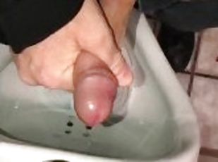 Pissing and Cumming Into A Urinal In A Public Washroom At A Dairy Q...