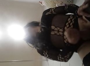 Cute Colombian shemale in sexy lingerie inserts dildoin her ass, ma...