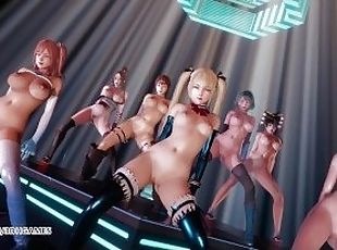 [MMD] PSY - GENTLEMAN DOA Naked Dance Marie Rose Honoka Misaki Mai ...