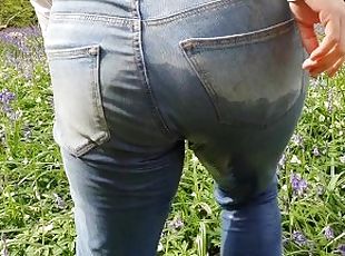 pisser, public, écolière, amateur, culotte, collège, blonde, fétiche, jeans, humide