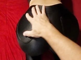My big-ass wife wearing leather and playing with lactophilia breast...