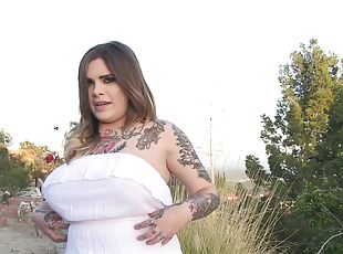 Tattooed amateur cowgirls get flirty in outdoors interview compilation