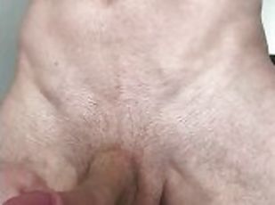 Huge cumshot after intense handjob, hunk amateur fit guy stroking p...