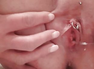 Two Dildos masturbate and Huge Orgasm and Pierced Clit rubbing and ...