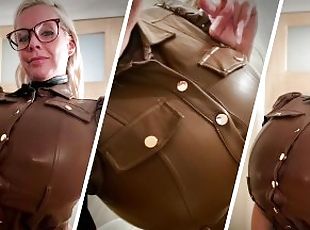 Some teasing in my new leather outfit! Can't wait to make a breast ...