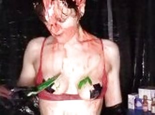 Irish BDSM Brat pours 2KG of Custard over herself & spits strawberr...