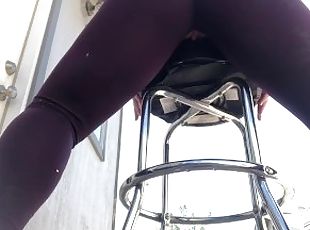 Squirting pee while humping my pussy and grinding my clit on a bars...