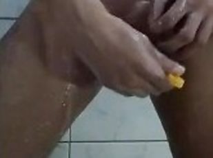 mandi, penis-besar, homo, mandi-shower, seorang-diri, penis