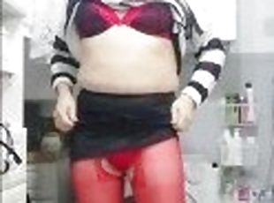 Patty crossdresser Red pantyhose