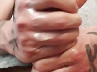 Nice creamy two handed cumshot