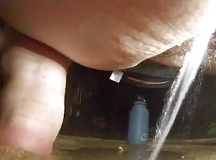 fat girl pees and farts outside on securoty cam up close hairy drip...