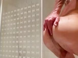 Solo straight guy shower play, first time anal ,Very tight hole