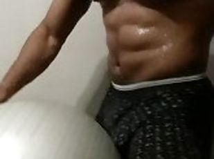 Horny Muscular College Student Fucking Workout Ball Dry Humping - C...