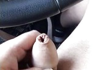 Wanking my small dick in public, in my car during lunch and shootin...