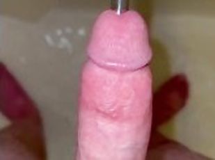 Ramrodding my cock until I cum in the shower