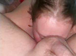 Submissive tattooed teen let’s Daddy use her mouth.  Long rimjob an...