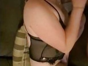 Sexy milf teasing in lingerie result in cum on tits