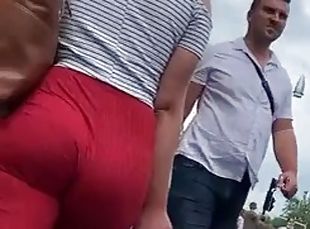 Ass in red pants