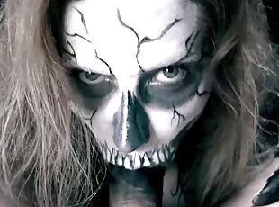Skeleton Girl Sucks Cock. Horror Halloween