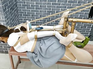 asiatisk, bdsm, strømper, fetish, kvælning, kinesisk, bondage, dominans, brunette