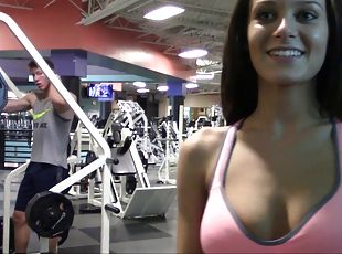 Sexy brunette always goes wild when she visits the gym for the workout