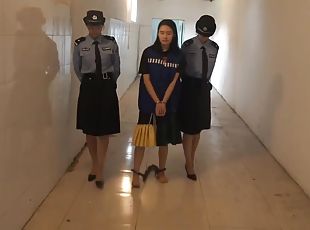 asiatisk, bdsm, trekant, fetisj, kineser, ydmykelse, uniform, brunette, vill