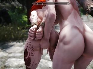 Skyrim Short - Breton caught by nord lesbian masturbation with desc...