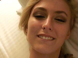POV scene with a young skinny blonde