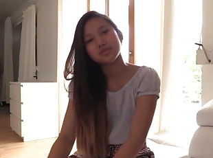 Asian teen may thai tries different dildos