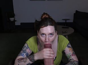 avsugning, gigantisk-kuk, milf, pov, fetisch, brunett, kuk